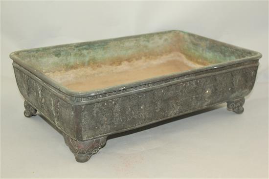 Three Japanese bronze bonsai dishes, 19th century, 17.5cm - 39cm